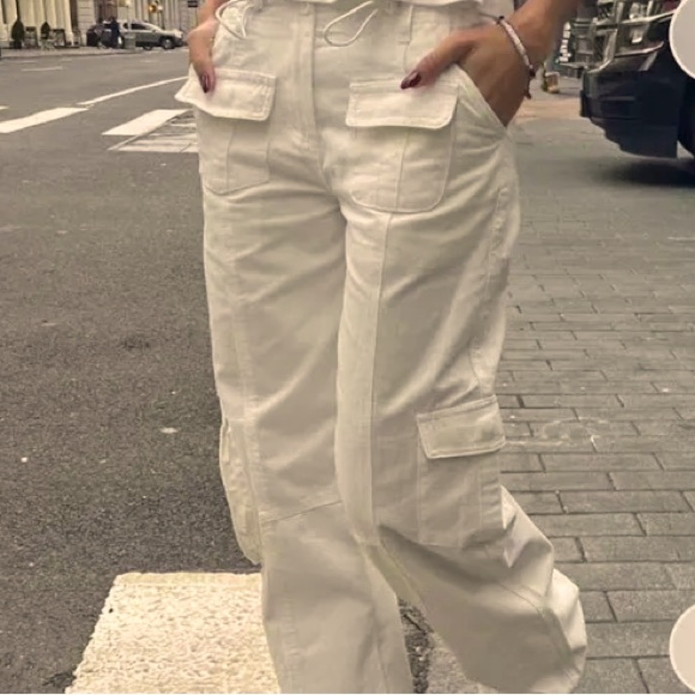 brandy white straight leg cargo pants